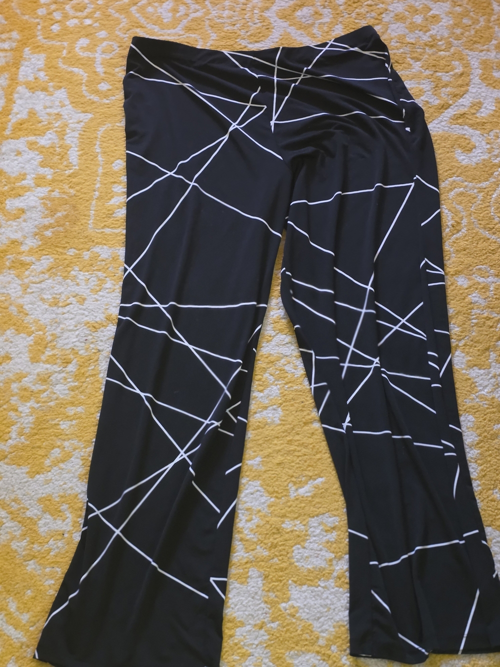 Black & White Patterned Womens Wide-Leg Pants